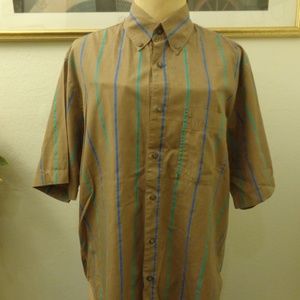 Vintage Cambridge Classics Men's Brown Striped Shirt